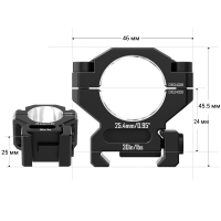 DISCOVERY OPTICS Scope Mount Rings 7075 25.4  () Picatinny ʳ   